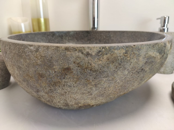 Накладная раковина из речного камня RSM0639 (41*38*15) фото