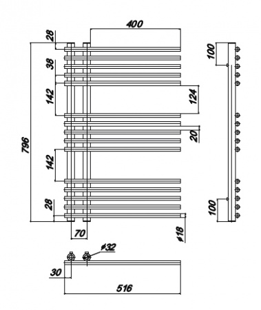 Водяной полотенцесушитель Ravak Style X04000083671 51x80 фото