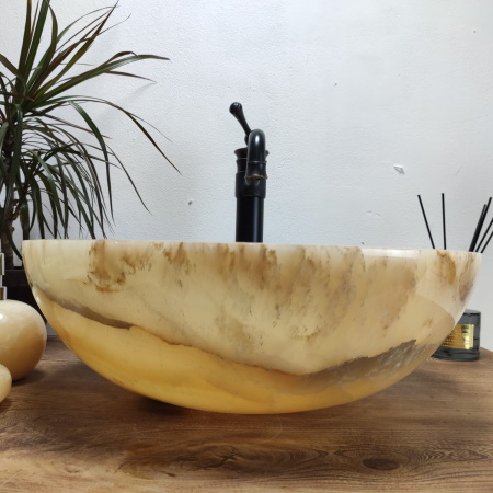 Накладная раковина из оникса Bowl Yellow Medium TinLip BO-00976 (45*45*15) фото