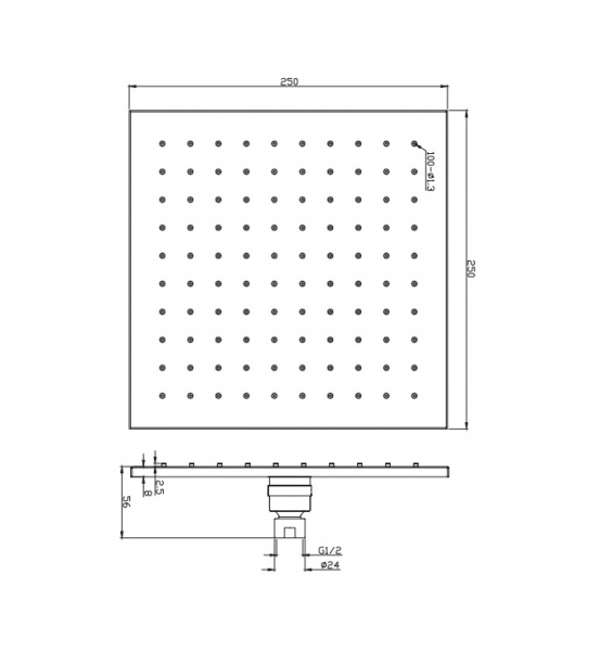 Верхний тропический душ Omnires Slimline WG225CR хром фото