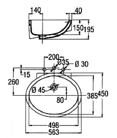 Раковина встраиваемая Jacob Delafon Ovale Dessus EN262 фото