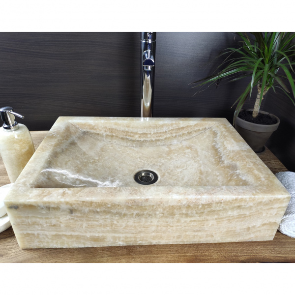 Накладная раковина из оникса Indo Prau Yellow Kecil OP-00146 фото