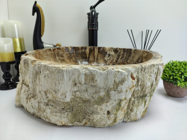 Накладная раковина из окаменелого дерева Fossil Basin OD-00398(48*40*15) фото