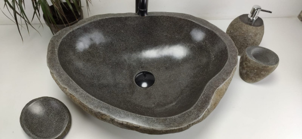 Накладная раковина из речного камня RS0859 (56*43*15) фото