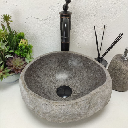 Накладная раковина из речного камня RS01450 (36*36*15) фото