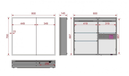 Зеркало-шкаф с подогревом Esbano ES-3808D фото
