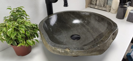 Накладная раковина из речного камня RS0814 (48*44*15) фото