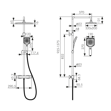 Душевая система с термостатом Kaiser Cube 01377 фото