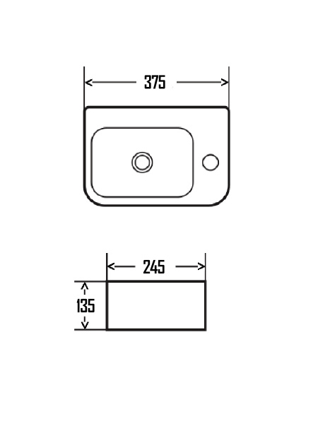Раковина накладная AQM5006R 375х245х135 R фото