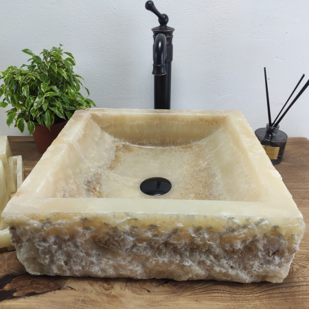 Накладная раковина из оникса Scuare Yellow SO-00903 (40*40*13) фото