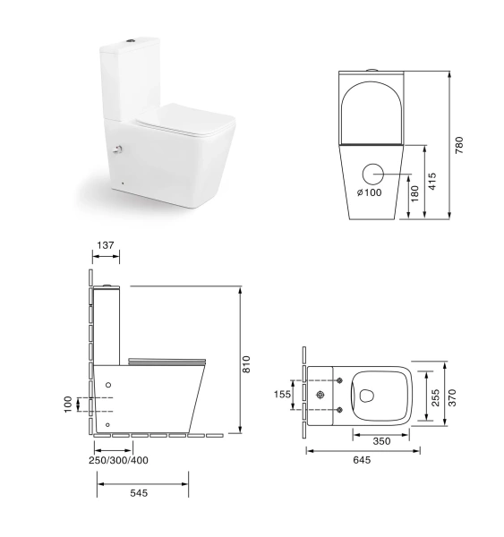 Унитаз напольный безободковый с функцией биде SantiLine SL-5017SM-BD фото