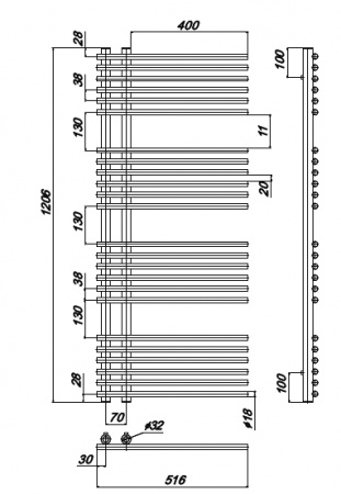 Водяной полотенцесушитель Ravak Style X04000083673 51х120 фото