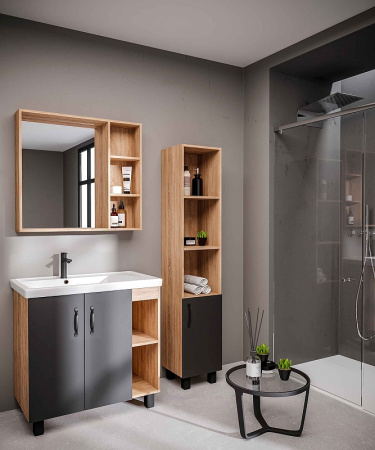 Тумба под раковину Grossman Флай 80 108002 серая фото