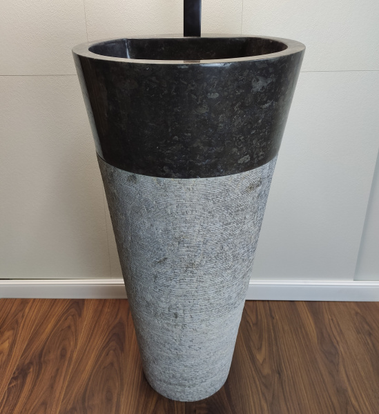 Раковина напольная из мрамора Grey/Black ON-01350 (45*45*90) фото