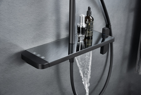 Душевая стойка с тропическим душем Savol SK-H3145H черная матовая фото