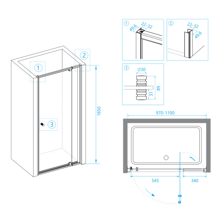 Душевая дверь RGW PA-02B NEW прозрачная 120 см фото