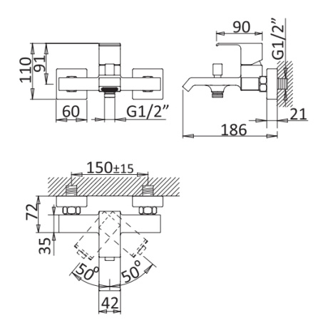 Смеситель для ванны с душем Cezares Porta PORTA-VM-BIO Белый матовый фото