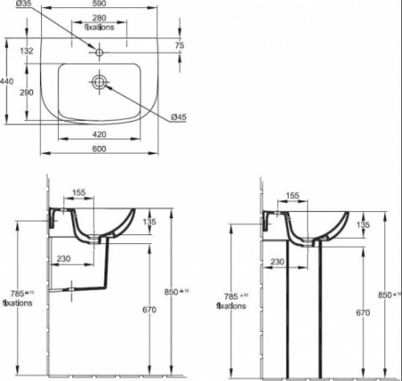 Полупьедестал для раковины Jacob Delafon Odeon Up 18566W фото