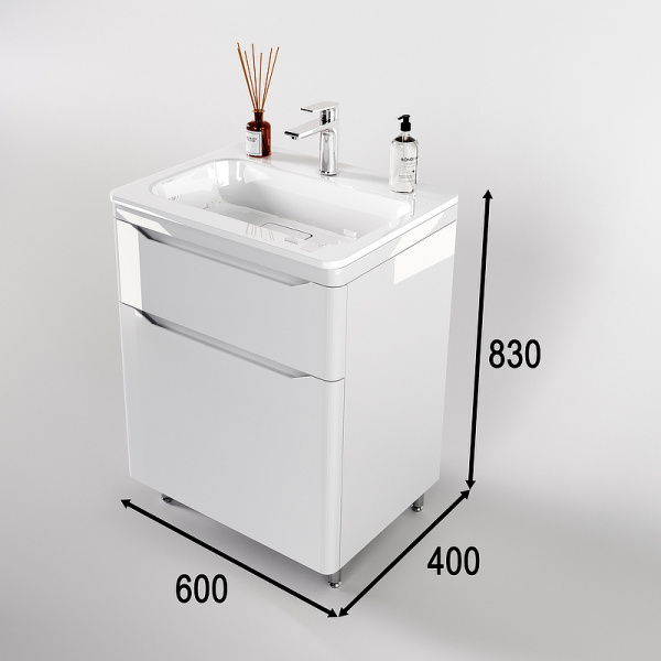 Тумба под раковину Style Line Марелла 60 Люкс Plus СС-00002396 белый глянец антискрейтч фото