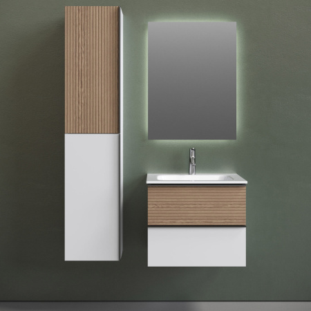 Тумба под раковину Sancos Delta DL60W дуб светлый/белый фото