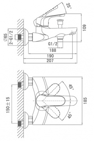Смеситель для ванны с душем D&K Wurzburg Bayern DA1113201 фото