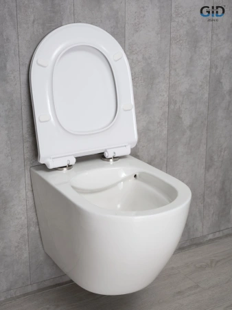 Подвесной унитаз безободковый Gid Tr2122b с сиденьем фото