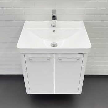 Тумба с раковиной Comforty Лима Катунь 60ПД 00-00018663CF белая матовая фото