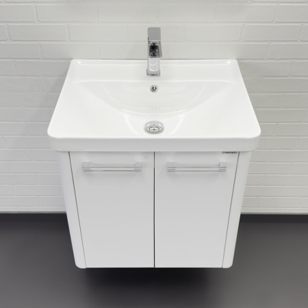 Тумба с раковиной Comforty Катунь 60ПД 00-00018663 белая матовая фото