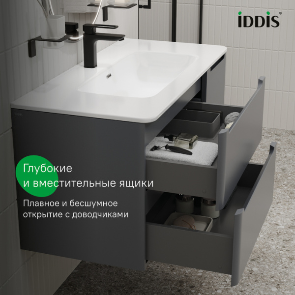 Тумба с раковиной Iddis Edifice EDI10D0i95K 100 см, темно-серая фото