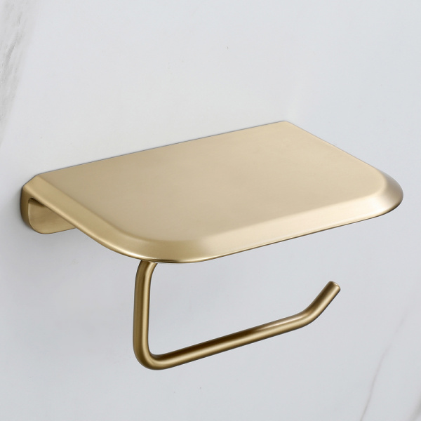 Держатель для туалетной бумаги с полочкой Abber Nord AA1530G золото матовое фото