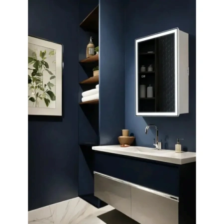 Зеркальный шкаф с подсветкой и подогревом Aquame AQM9202 60x80 фото