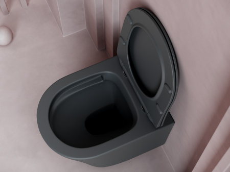 Унитаз подвесной безободковый Ceramica Nova Balearica CN6000MDH темный антрацит матовый фото