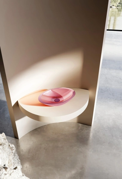 Накладная раковина Abber Kristall AT2810Koralle 50x32 розовая фото