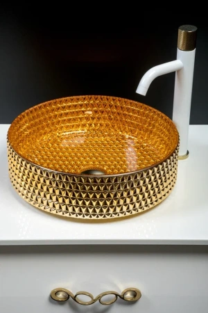 Хрустальная накладная раковина Boheme 817-G 39x39 фото