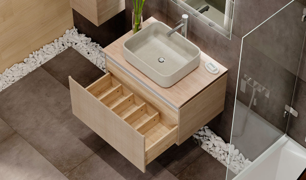 Тумба под раковину с подсветкой Jorno Karat Kar.01.80/P/BuL 80 см фото