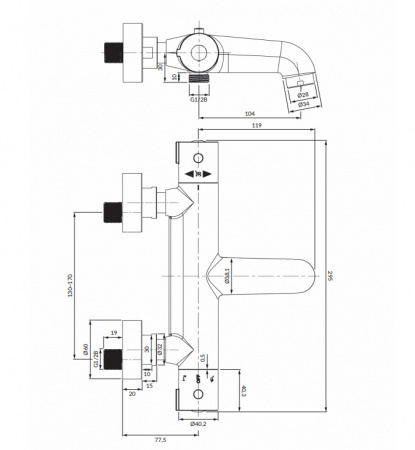 Смеситель для ванны термостатический Omnires Y Y1236/NCR фото