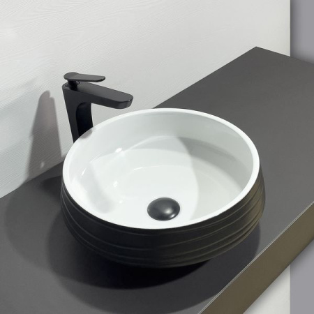 Накладная раковина Comforty J2110 00-00012221 41x41 черный/белый фото