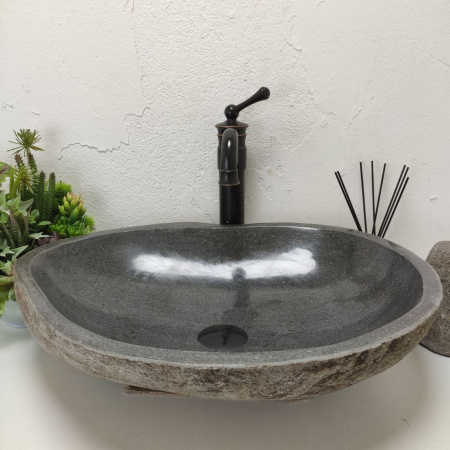 Накладная раковина из речного камня RS01475 (55*41*15) B11 фото