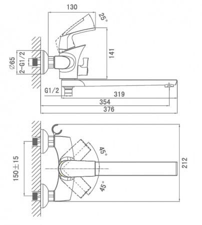 Смеситель для ванны с душем D&K Feuerbach Rhein DA1283301 фото