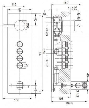 Смеситель для ванны Omnires Y GoClick Y1239/1GCCR фото