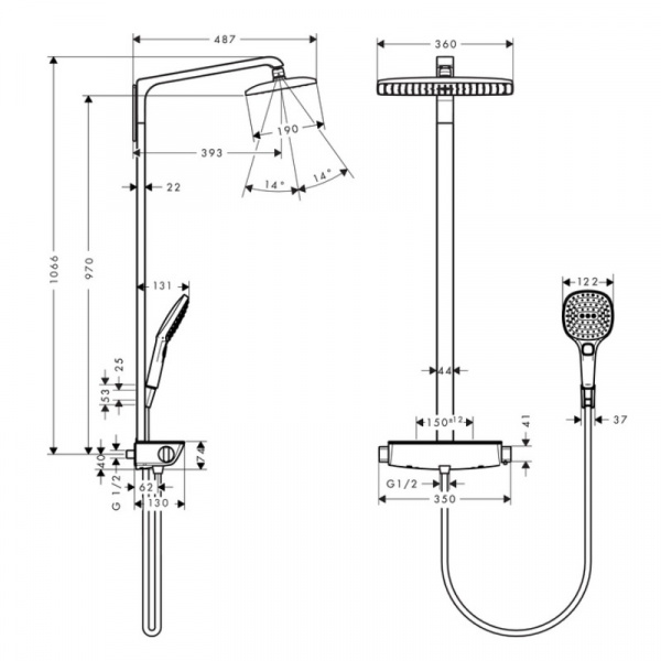 Душевая система (стойка) Hansgrohe Raindance Select Showerpipe 360 1jet 27112400 хром/белый фото