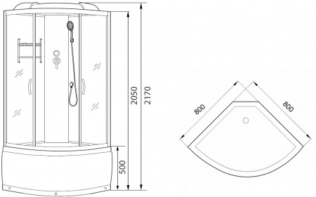 Душевая кабина Luxus Nemi T08 80x80 фото