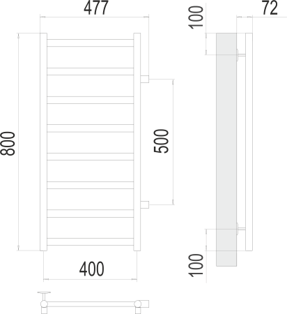 Водяной полотенцесушитель Аврора П8 400х800 бп500 Terminus 4670078529909 фото