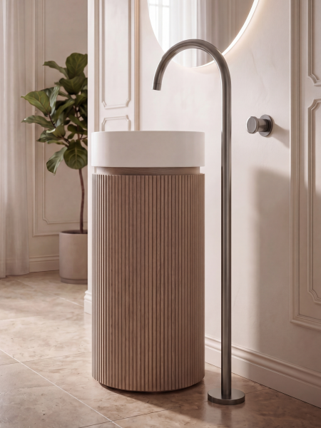 Напольный смеситель для раковины AltroBagno Рикко (Ricco) ALTROBAGNORicco010310GM оружейная сталь фото
