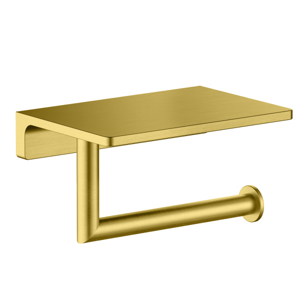Держатель для туалетной бумаги с полкой для телефона Timo Saona 13043/20 Золото шлифованное фото