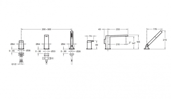 Смеситель на борт ванны Jacob Delafon Composed E73078-CP фото