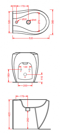 Биде напольное Artceram Blend BLB002 03  00/ L3150 nero*1 фото