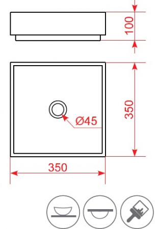 Накладная раковина Montebianco Arcobaleno Brenta Сinque 12274 35х35 фото