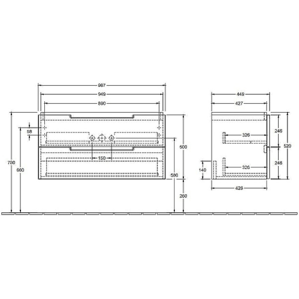 Тумба с раковиной Villeroy&Boch Subway 2.0 100 A69010DH 100 см фото