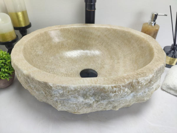 Накладная раковина из оникса Indo Erozy Yellow EO-00041 фото